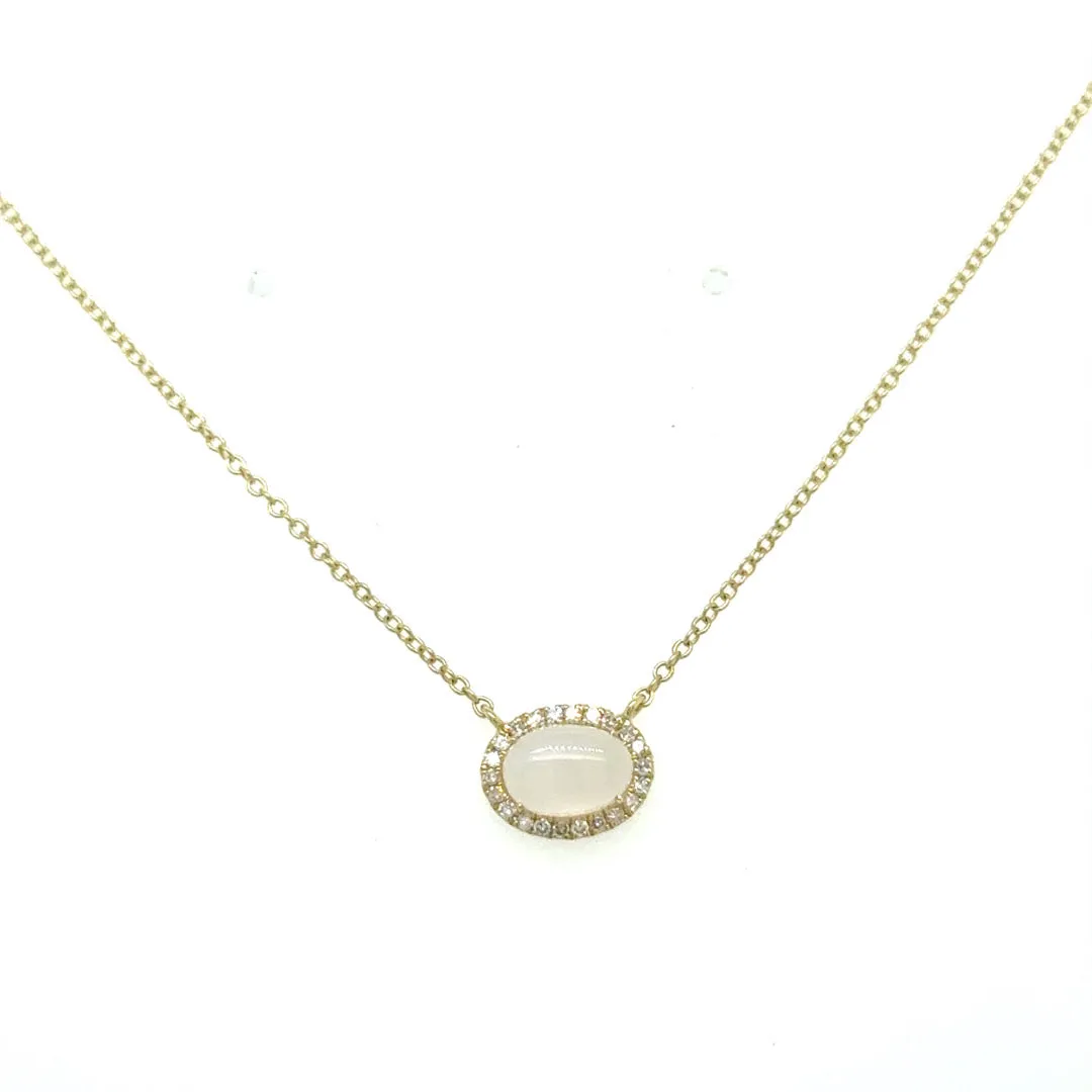 Rainbow Moonstone & Diamond Necklace
