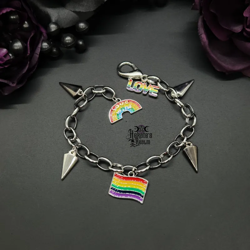 Rainbow Spiked Rolo Bracelet