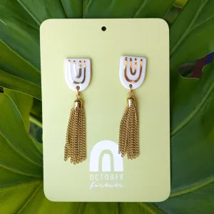 Rainbow Tassel Statement Studs