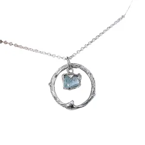 Raw Aquamarine Halo Pendant