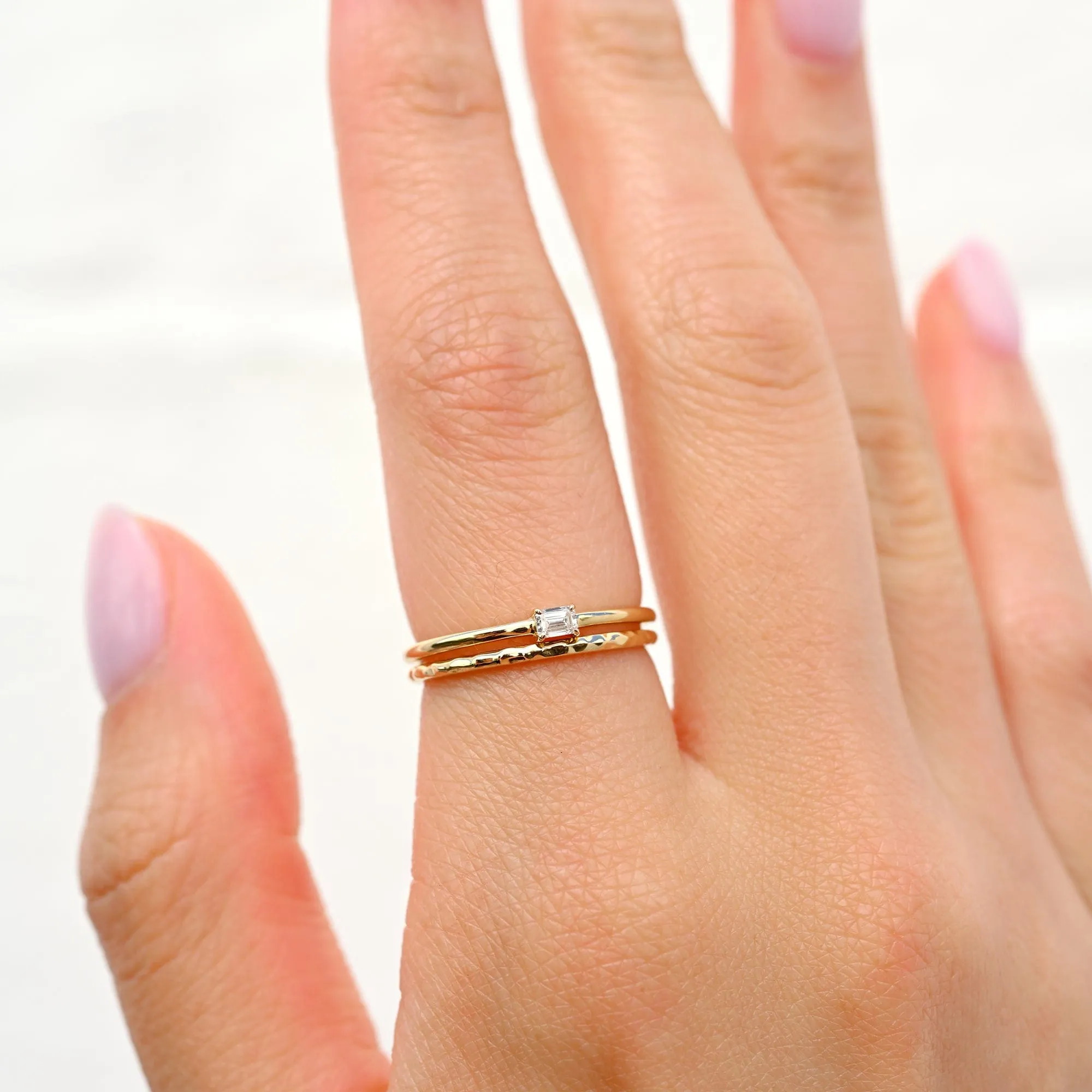 Ready to Ship - Emerald-Cut Diamond Stacking Ring (Size 6)