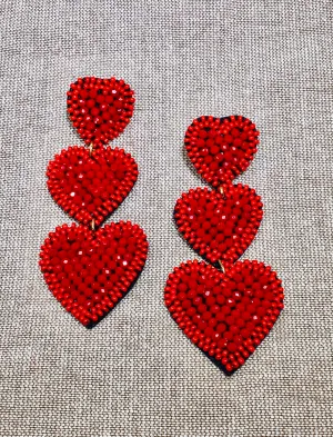Red Heart Post Earrings