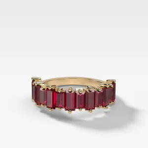 Red Ruby Baguette Wedding Band