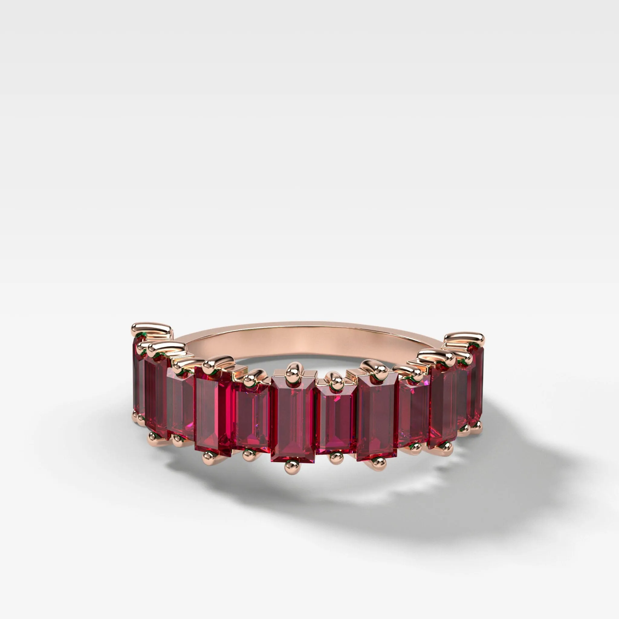 Red Ruby Baguette Wedding Band