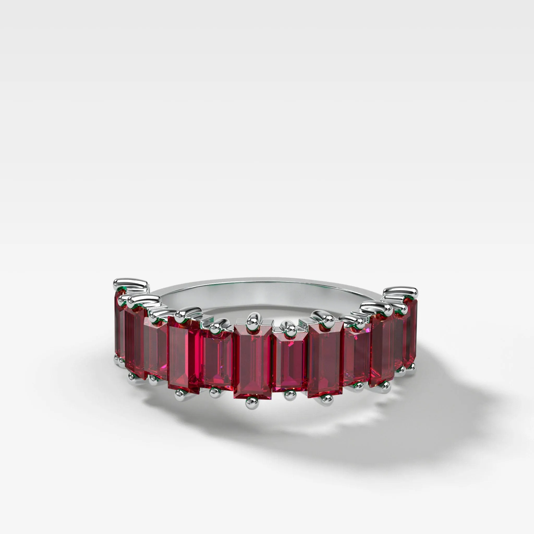 Red Ruby Baguette Wedding Band