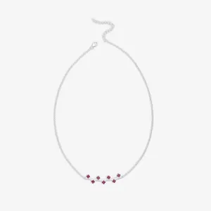 Red Ruby Necklace For Women - 925 Sterling Silver Rhodium plated