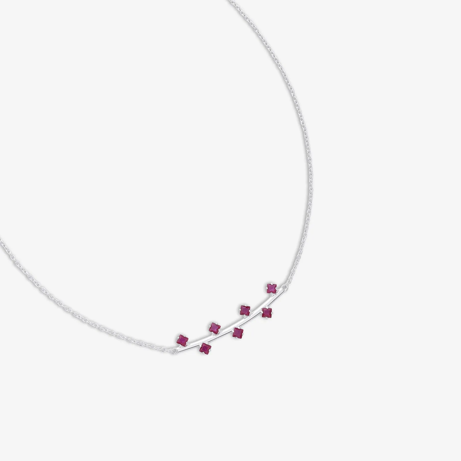 Red Ruby Necklace For Women - 925 Sterling Silver Rhodium plated