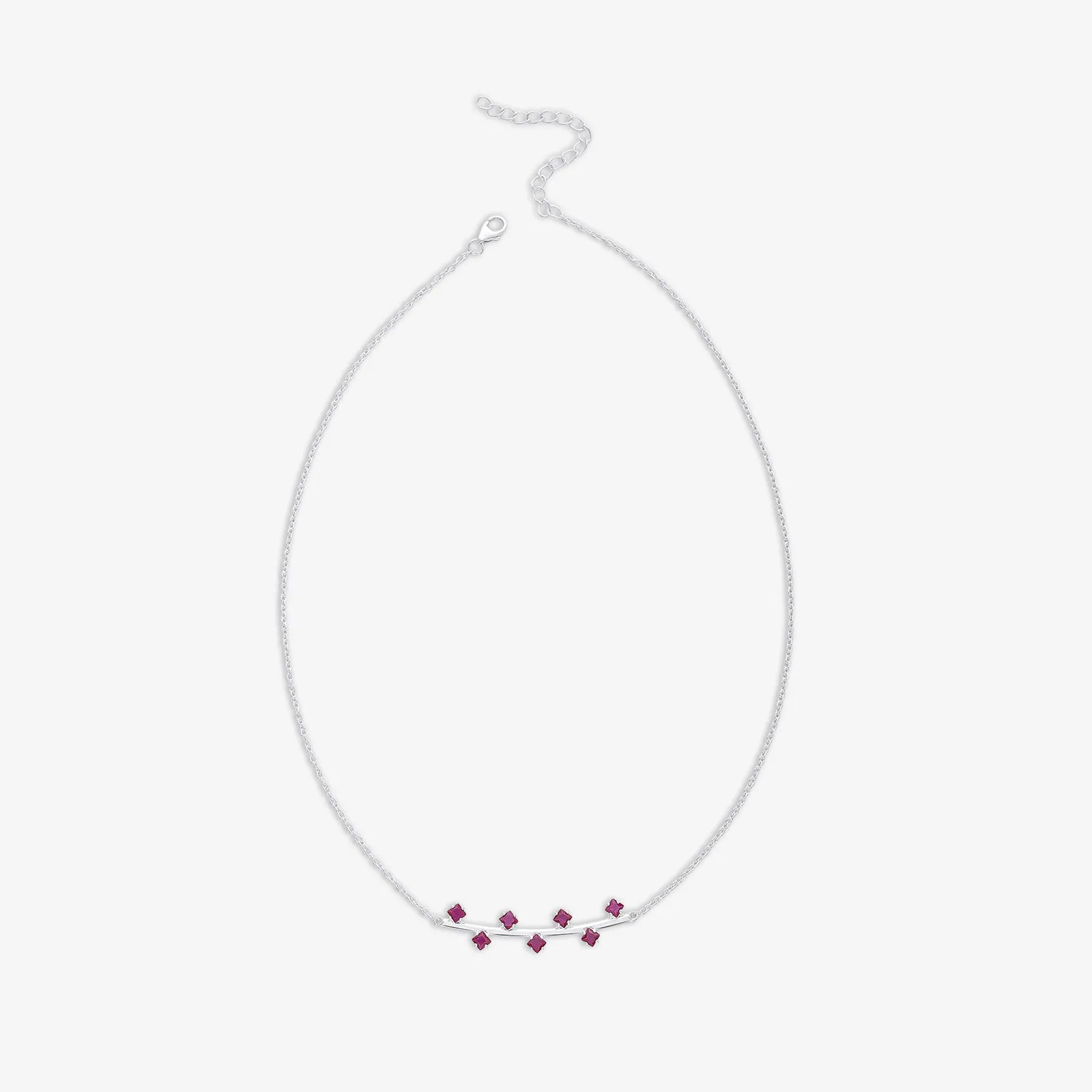 Red Ruby Necklace For Women - 925 Sterling Silver Rhodium plated