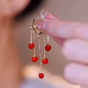 Red Tassel Earrings