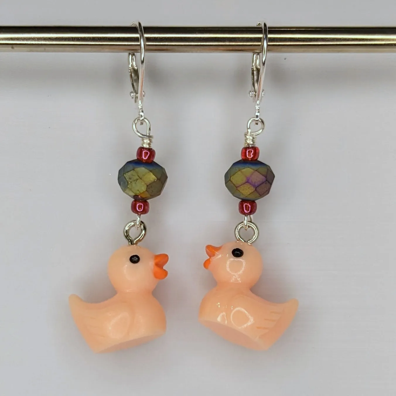 Resin Rubber Duckie Stitch Markers & Earrings