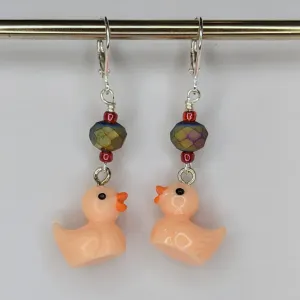 Resin Rubber Duckie Stitch Markers & Earrings