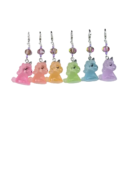 Resin Unicorns (Glow in the Dark) Earrings & Stitch Markers