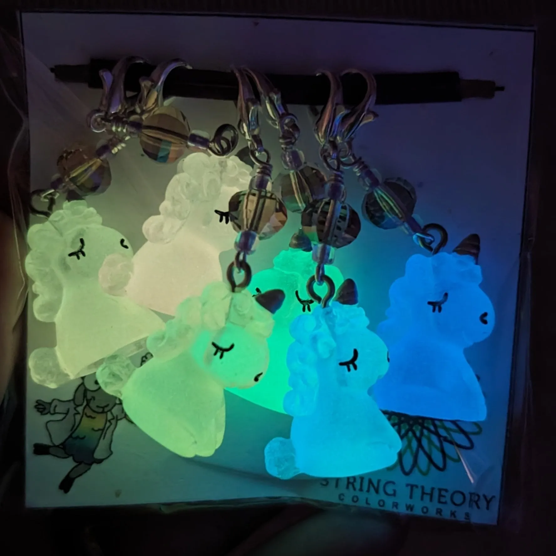 Resin Unicorns (Glow in the Dark) Earrings & Stitch Markers