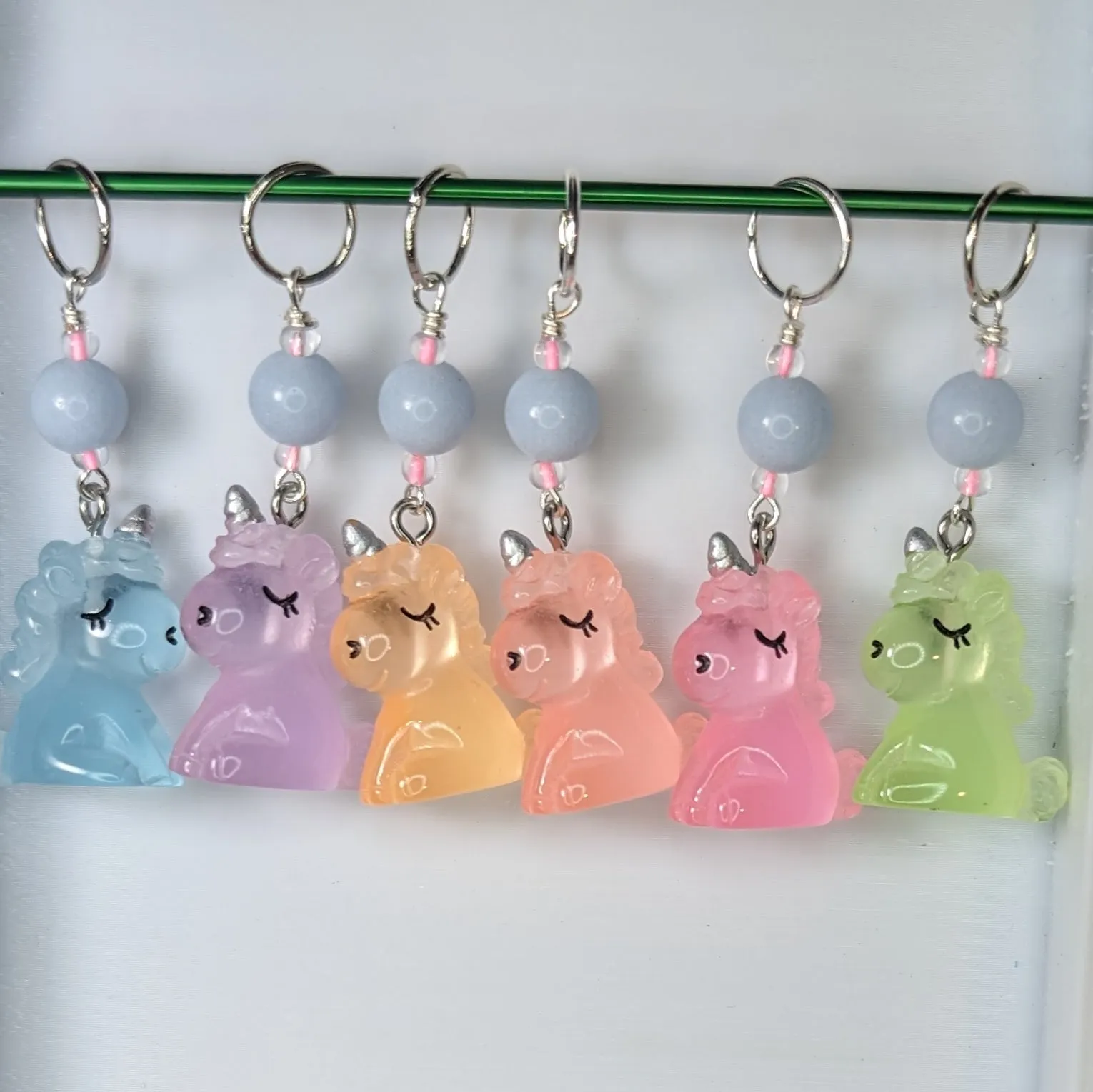 Resin Unicorns (Glow in the Dark) Earrings & Stitch Markers