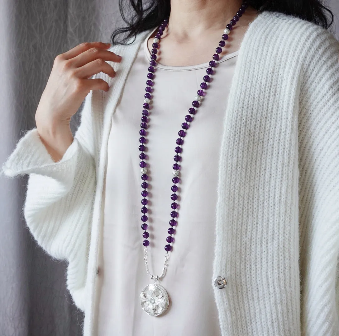 Return to Origin Multi-style Amethyst Beaded Necklace and Earrings Set