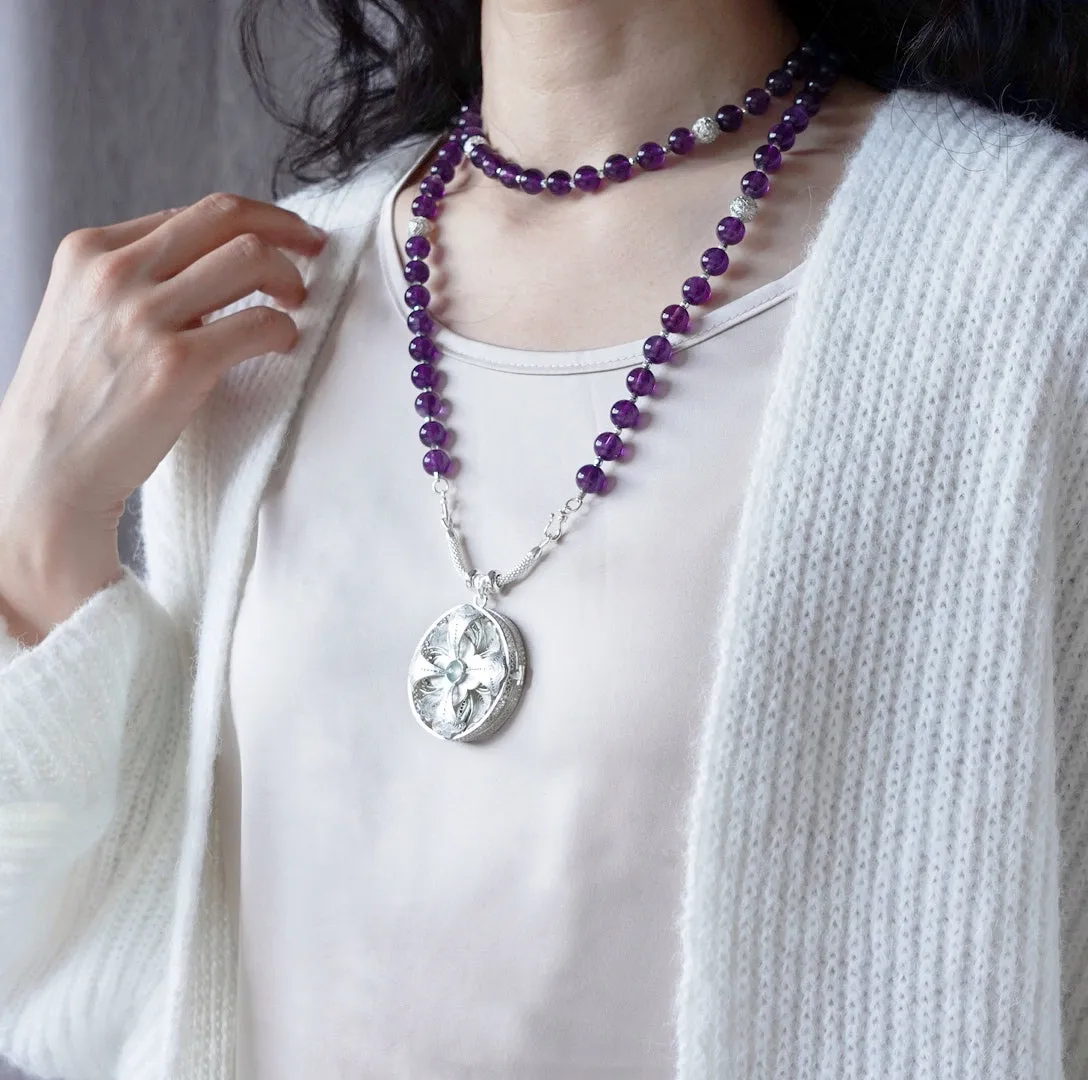 Return to Origin Multi-style Amethyst Beaded Necklace and Earrings Set