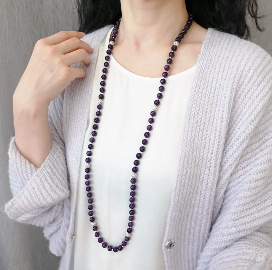 Return to Origin Multi-style Amethyst Beaded Necklace and Earrings Set
