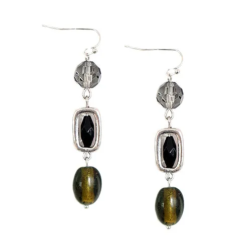 RHODIUM BLACK MIX EARRINGS  #SE32369-1_ROD-BLK_MIX (HC4)