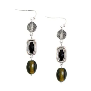 RHODIUM BLACK MIX EARRINGS  #SE32369-1_ROD-BLK_MIX (HC4)