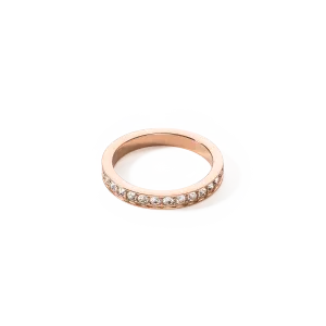 Ring stainless steel & crystals slim rose gold crystal