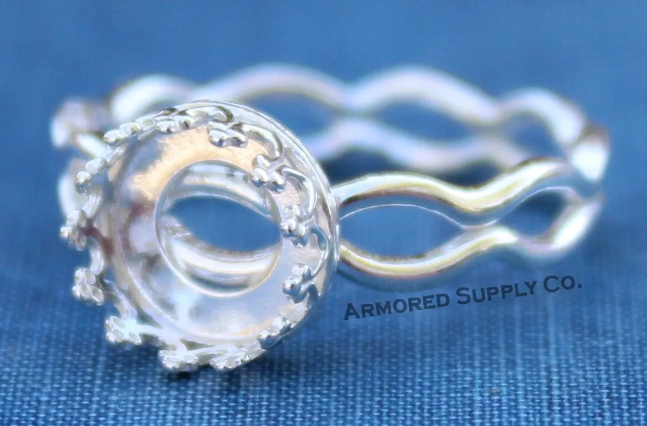Ripple Ring Crown Round Bezel Cup Ring blank setting