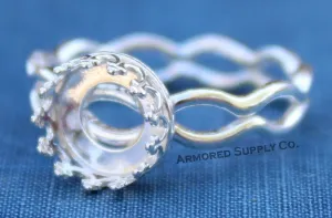 Ripple Ring Crown Round Bezel Cup Ring blank setting