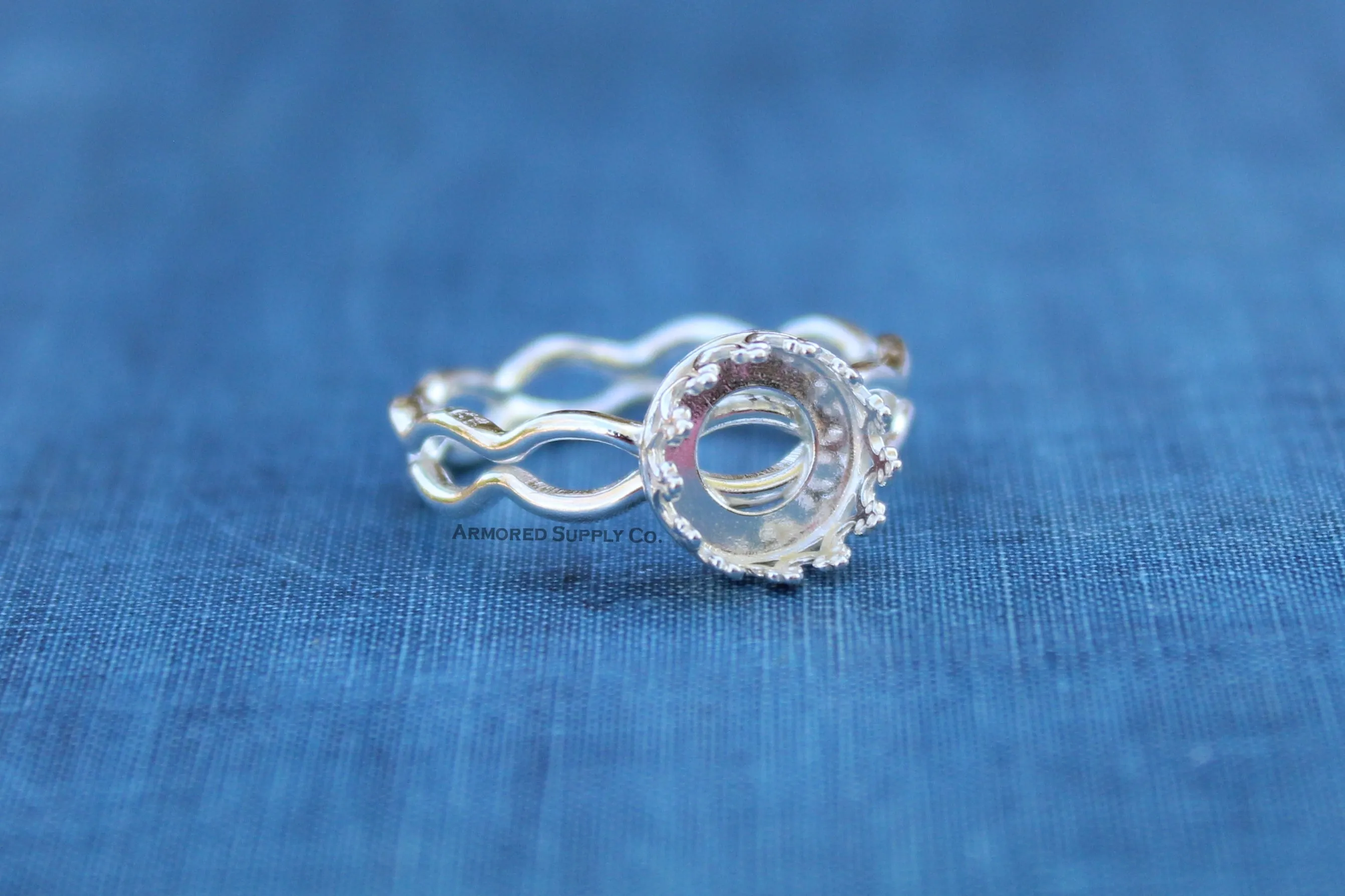 Ripple Ring Crown Round Bezel Cup Ring blank setting
