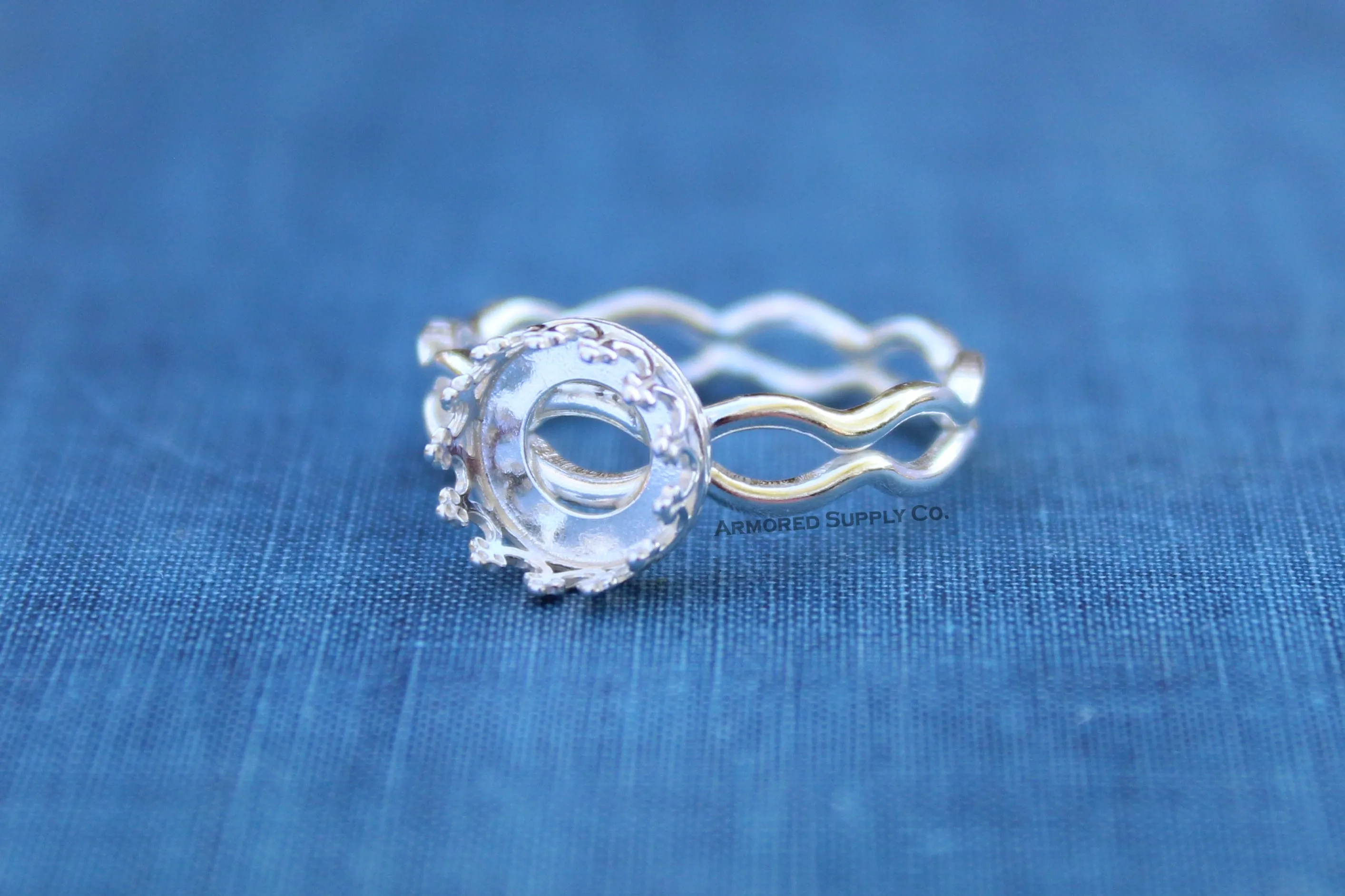 Ripple Ring Crown Round Bezel Cup Ring blank setting