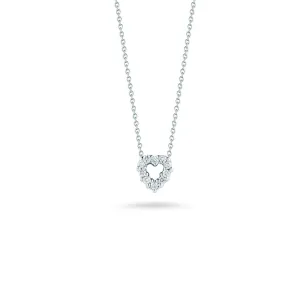 Roberto Coin 18k White Gold Tiny Treasures Diamond Open Heart Pendant Necklace – 001616AWCHX0