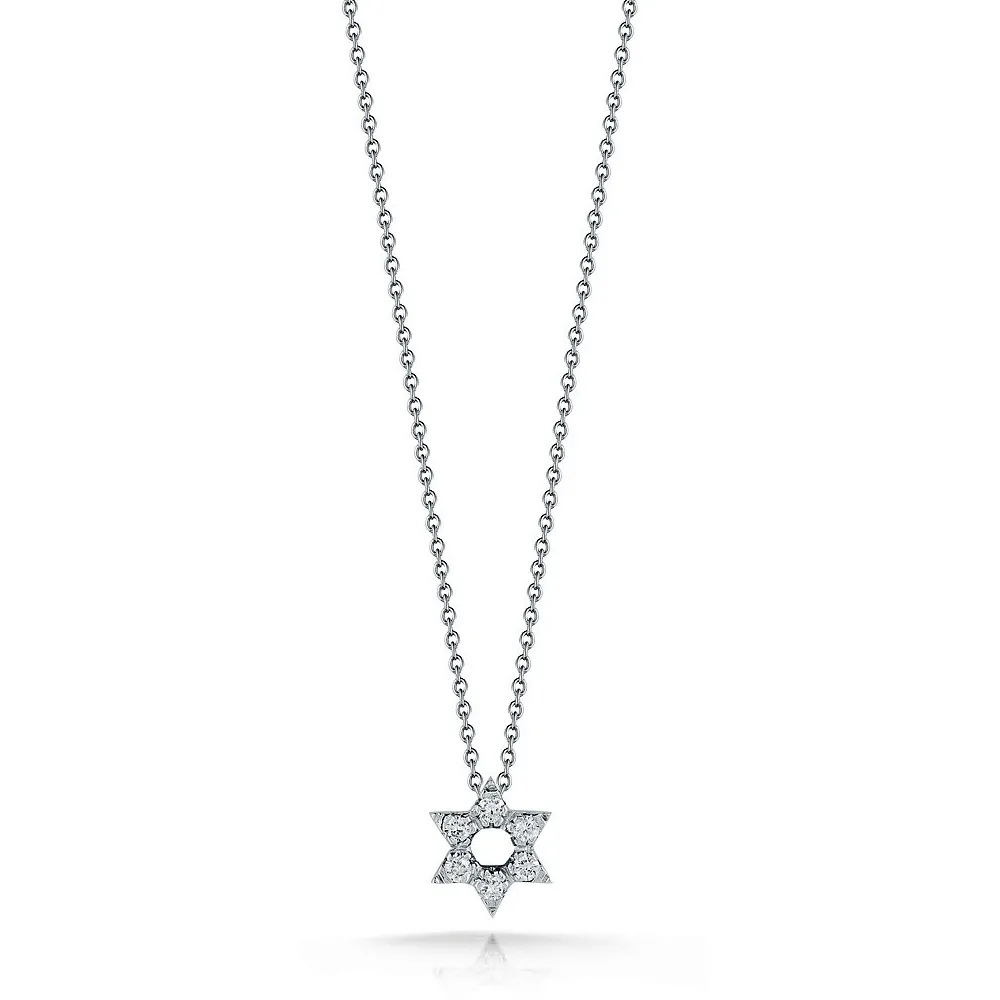 Roberto Coin Tiny Treasures Diamond Star Of David Necklace Pendant