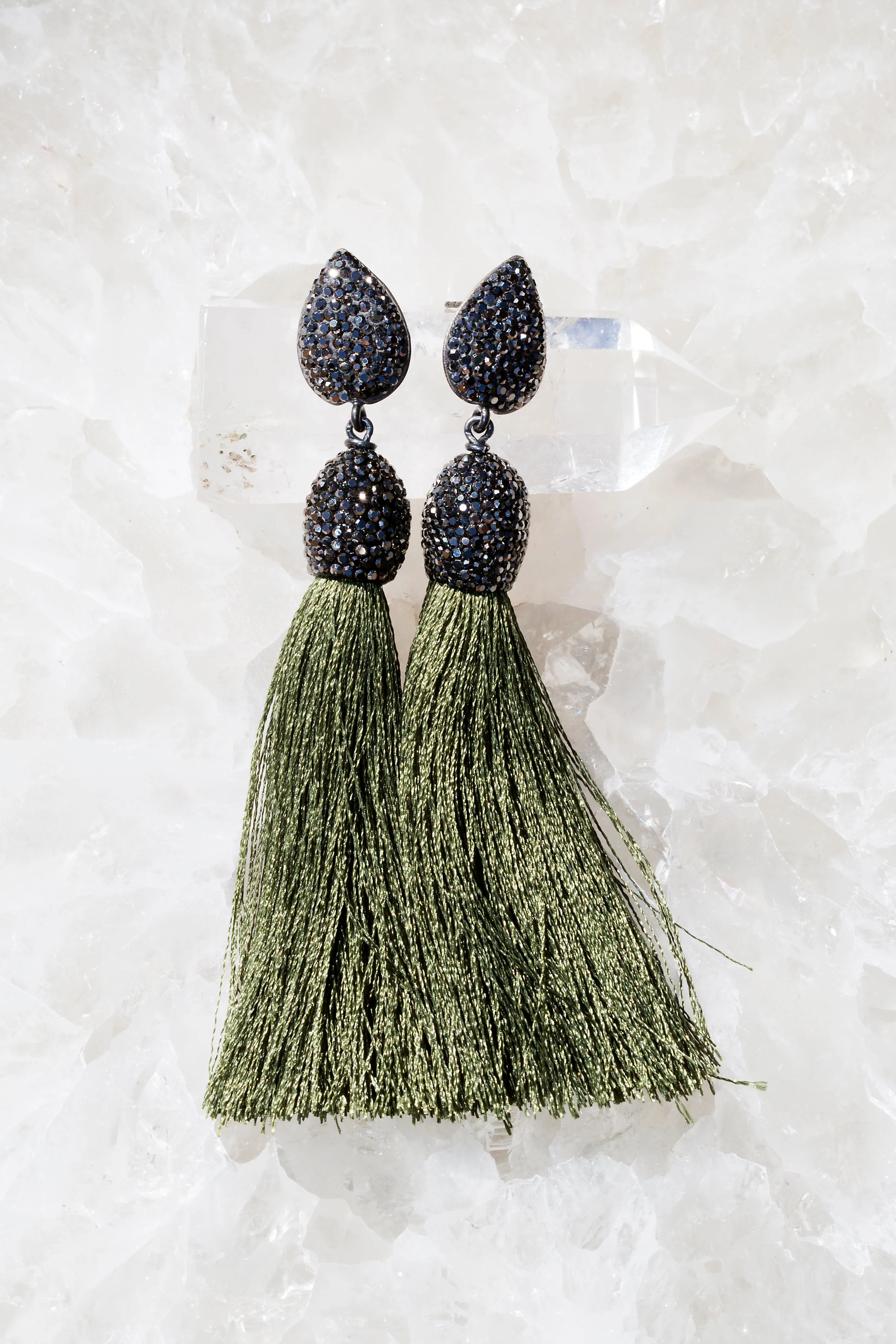 Rocco Khaki Tassel Earrings
