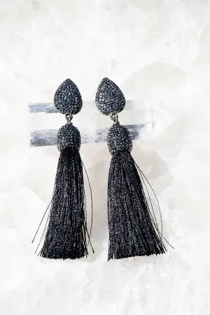 Rocco Tassel Earrings in Black