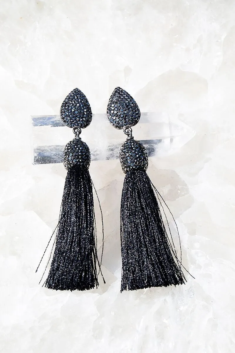 Rocco Tassel Earrings in Black