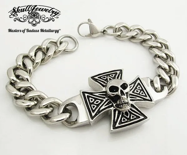 'Rock and Roll All Night' Skull and Cross Bracelet (892)