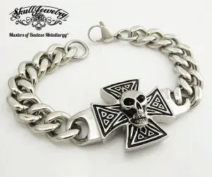 'Rock and Roll All Night' Skull and Cross Bracelet (892)