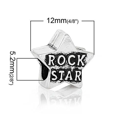 Rock Star Bead Compatible for Most European Snake Chain Bracelet