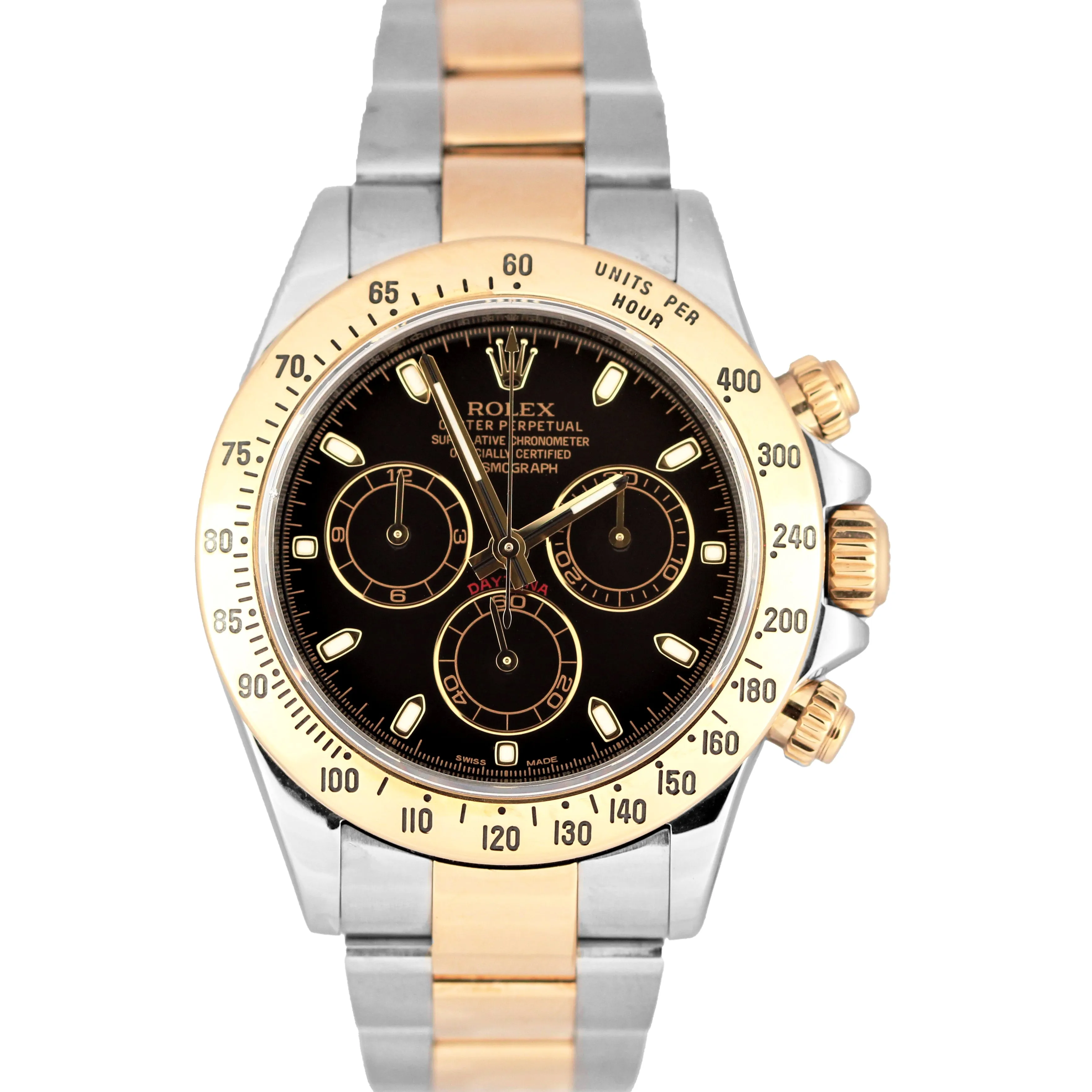Rolex Daytona Cosmograph 40mm RANDOM SERIAL Black 18K Steel TwoTone 116523 Watch