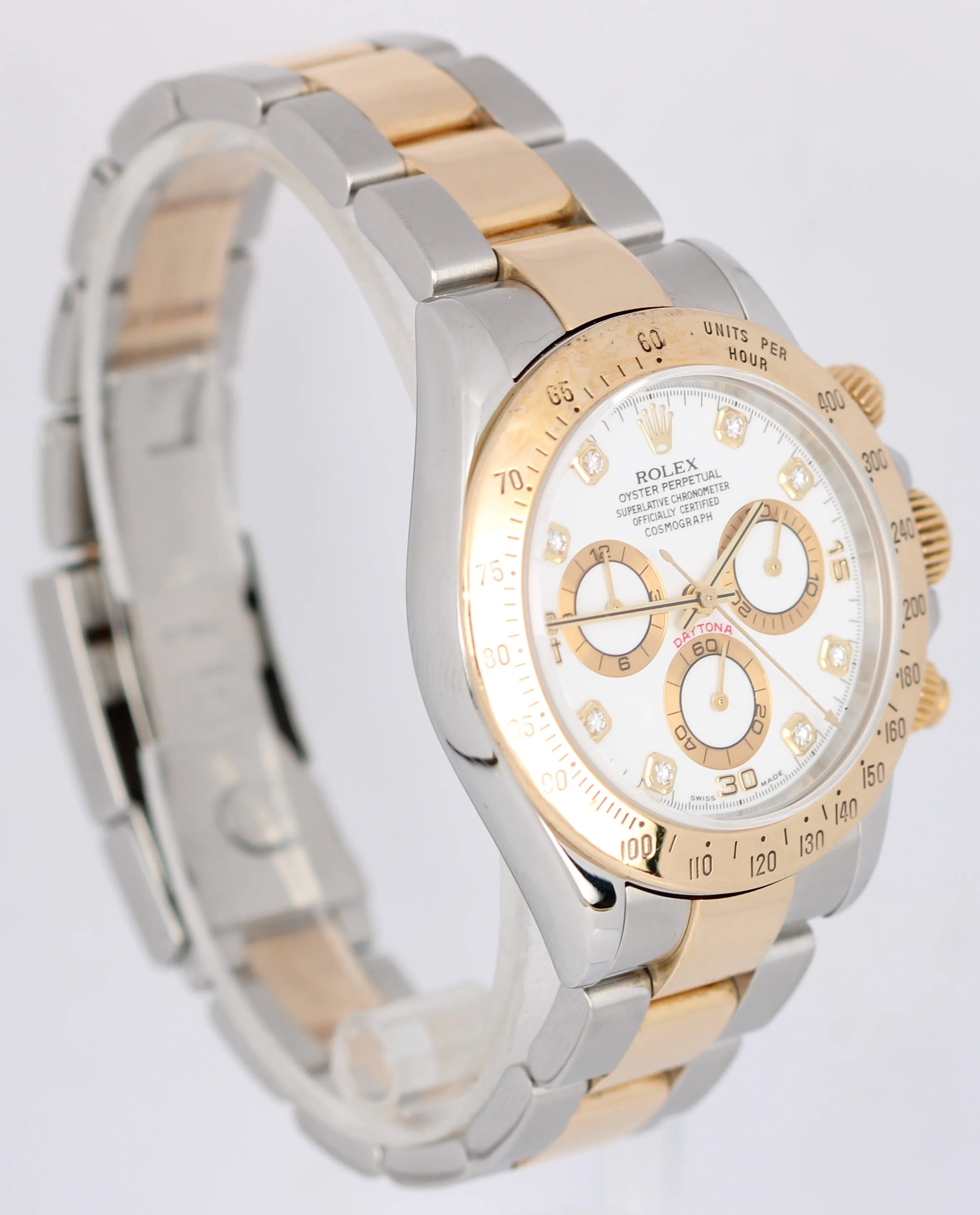 Rolex Daytona Two-Tone 18k Yellow Gold Stainless White DIA 40mm 116523 Watch