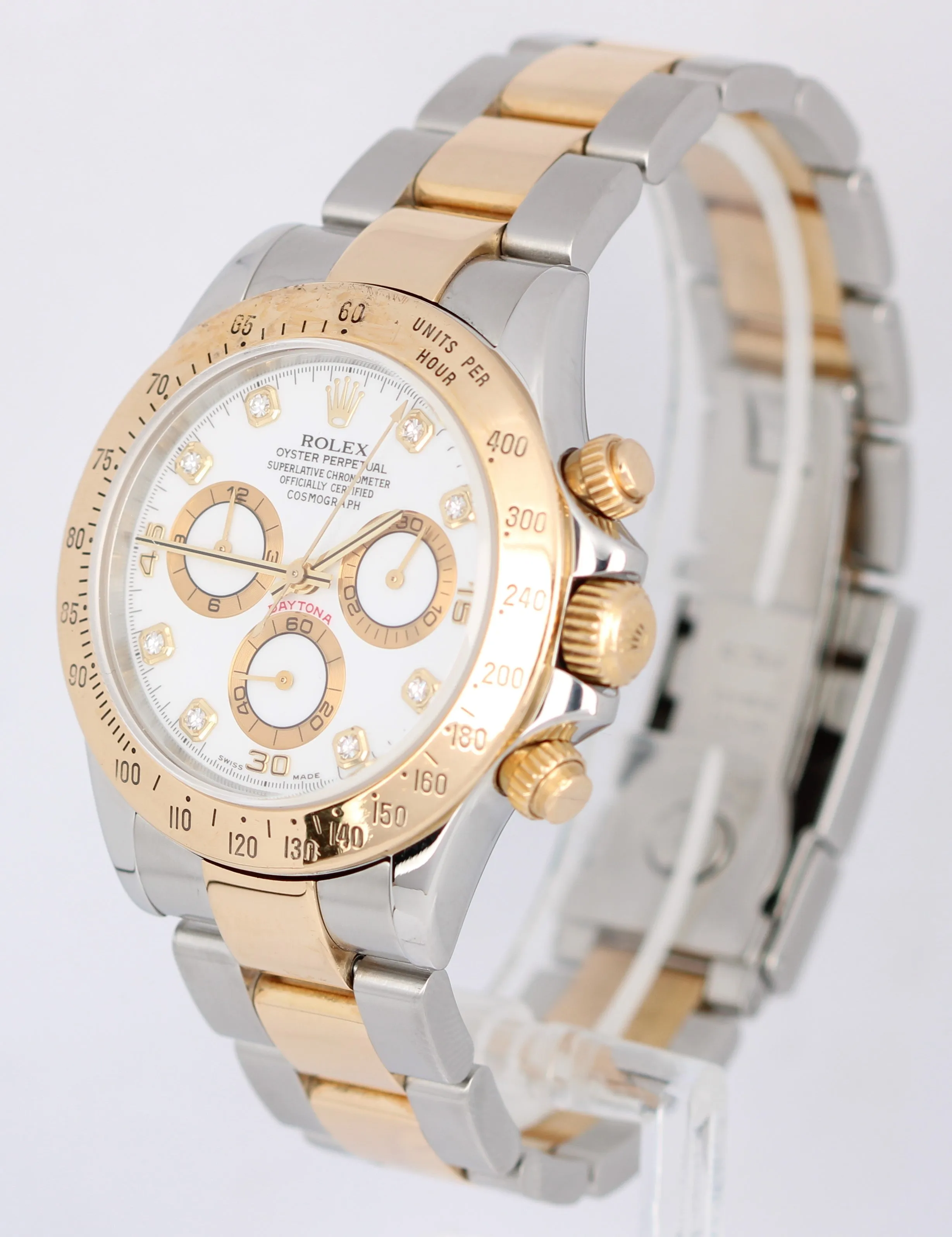 Rolex Daytona Two-Tone 18k Yellow Gold Stainless White DIA 40mm 116523 Watch