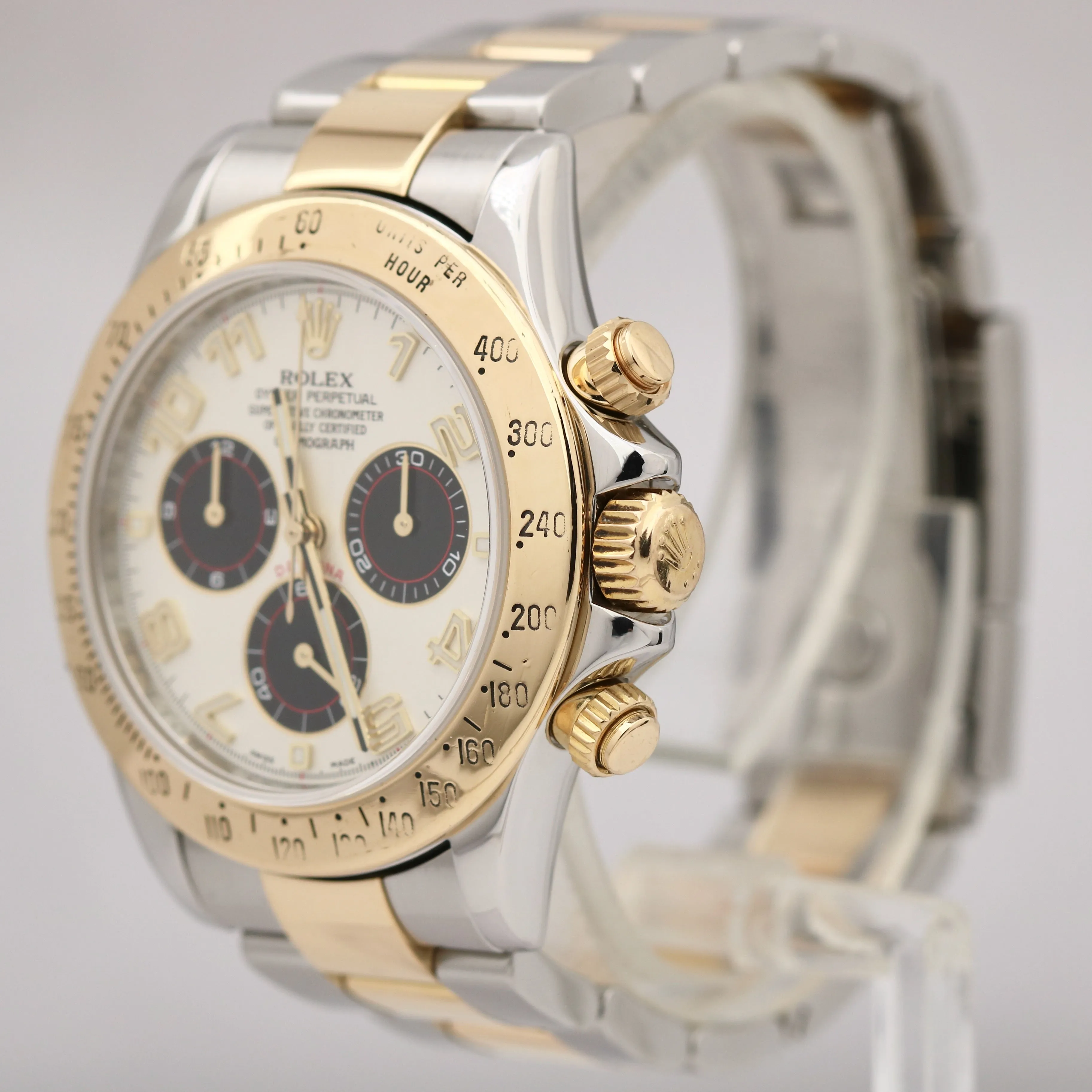 Rolex Daytona Two-Tone PANDA IVORY DIAL 40mm 18K Yellow Gold Steel 116523 Watch