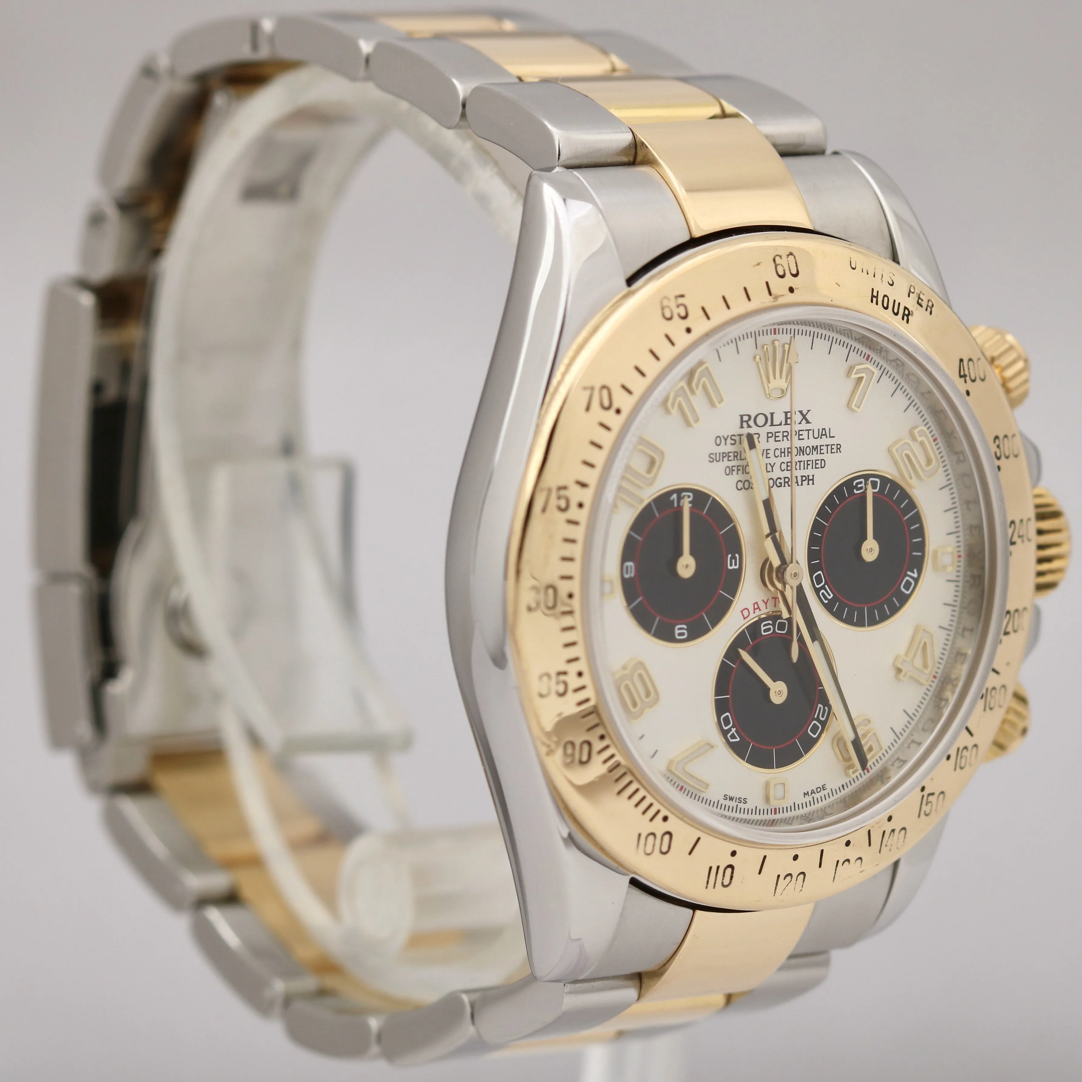 Rolex Daytona Two-Tone PANDA IVORY DIAL 40mm 18K Yellow Gold Steel 116523 Watch