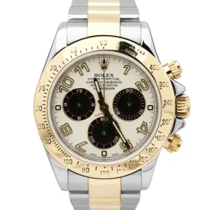Rolex Daytona Two-Tone PANDA IVORY DIAL 40mm 18K Yellow Gold Steel 116523 Watch
