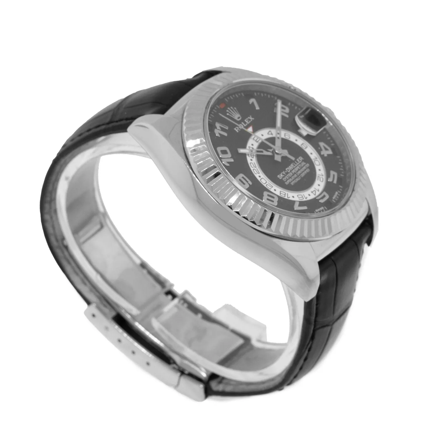 Rolex Sky-Dweller 42mm White Gold Black Arabic Dial & Fluted Bezel 326139