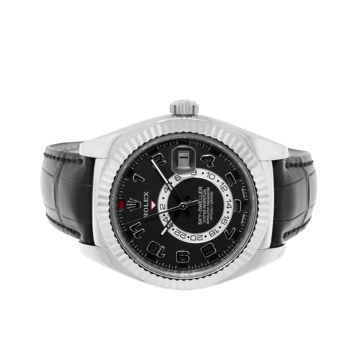 Rolex Sky-Dweller 42mm White Gold Black Arabic Dial & Fluted Bezel 326139