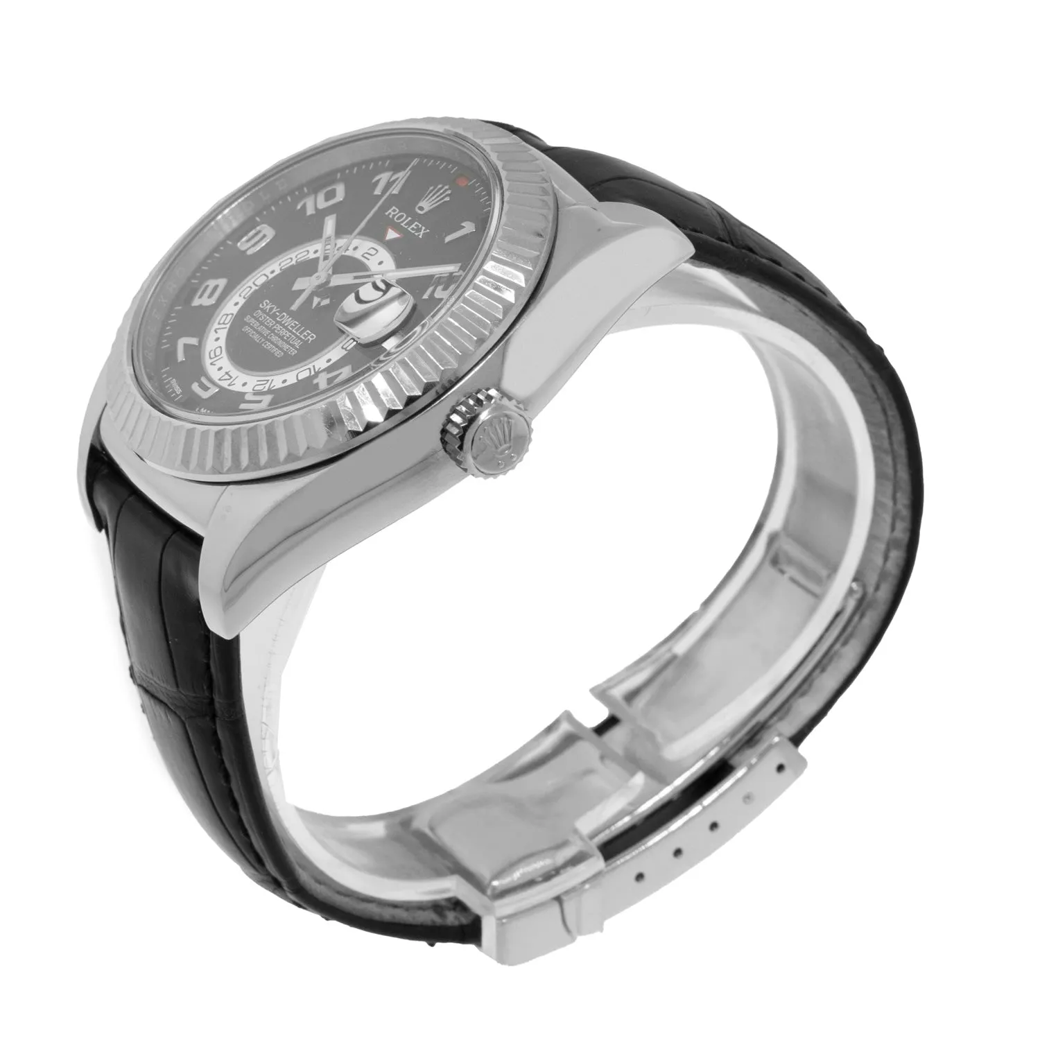 Rolex Sky-Dweller 42mm White Gold Black Arabic Dial & Fluted Bezel 326139