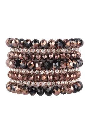 RONDELLE, RHINESTONE BEADS STACKABLE BRACELET SET