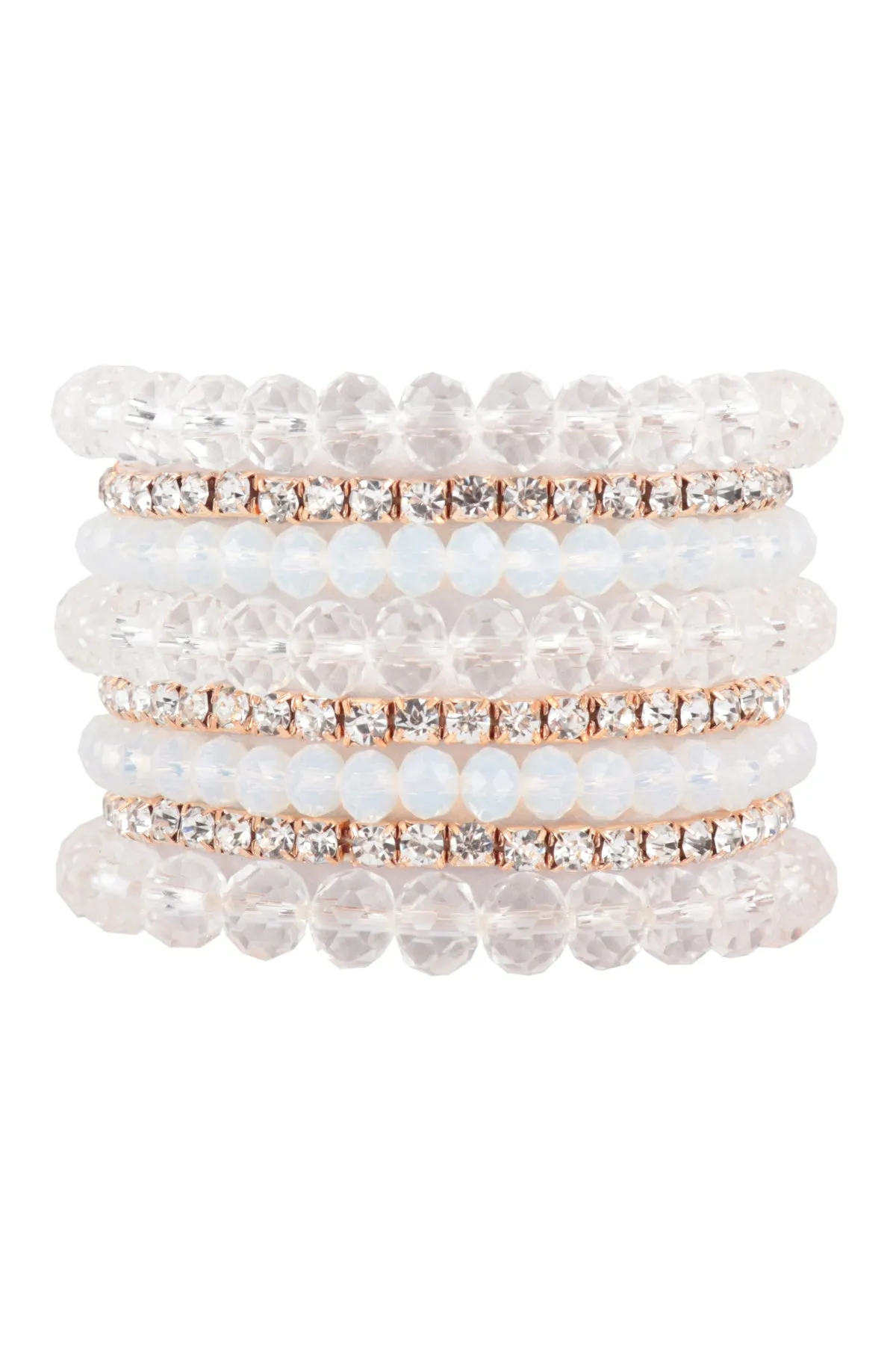 RONDELLE, RHINESTONE BEADS STACKABLE BRACELET SET