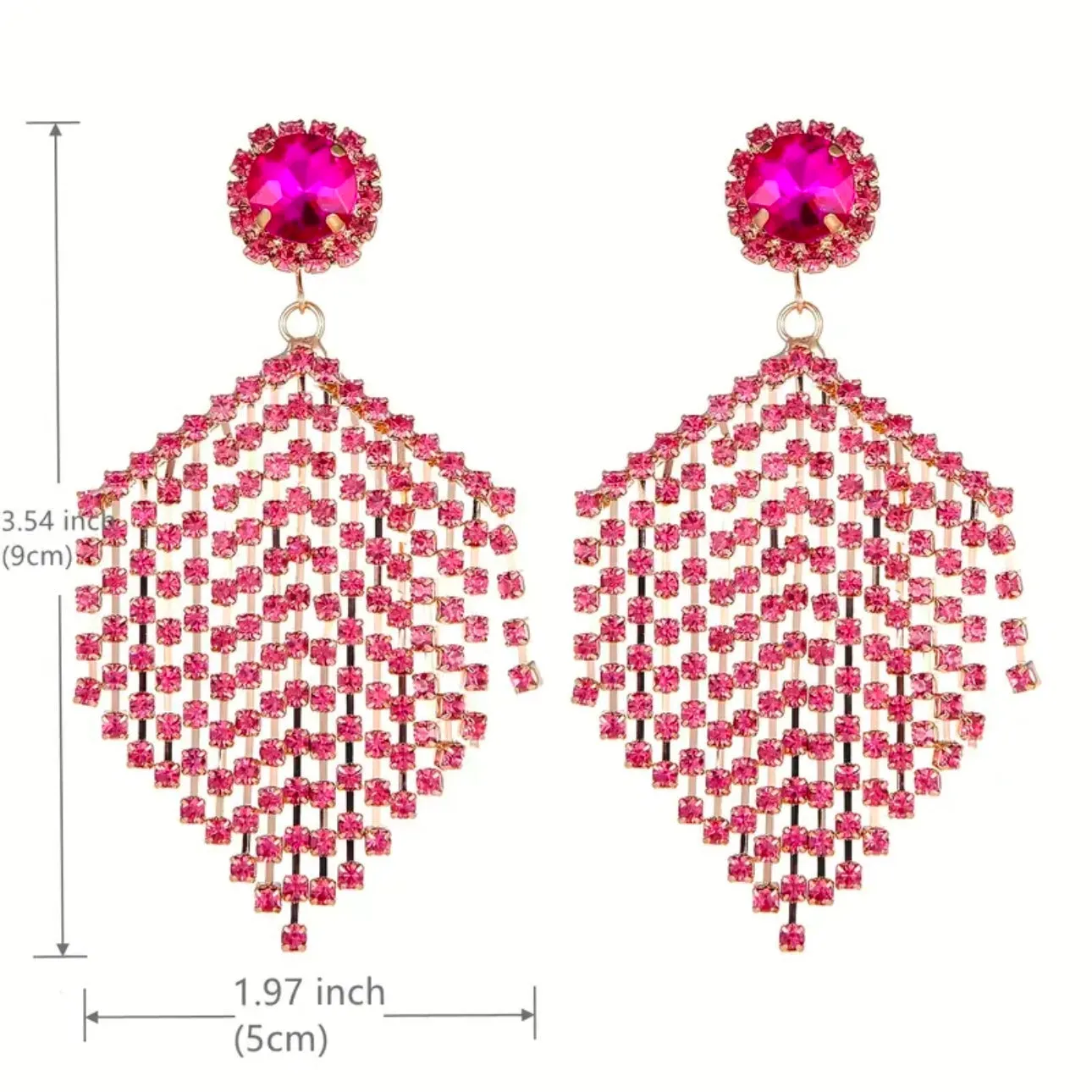 Rose Red Pink Gold Tassel Earrings