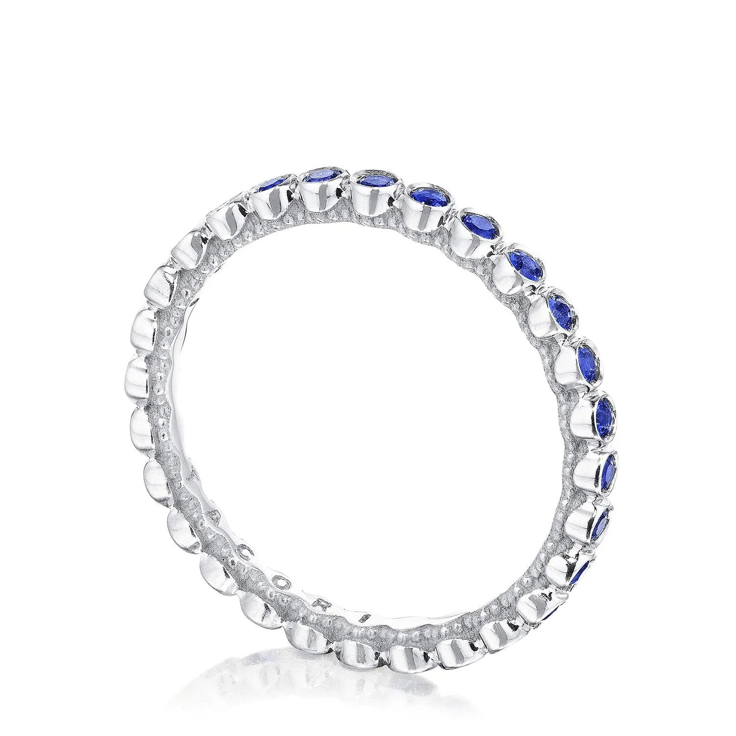 Round Bezel Droplet Wedding Band with Sapphire