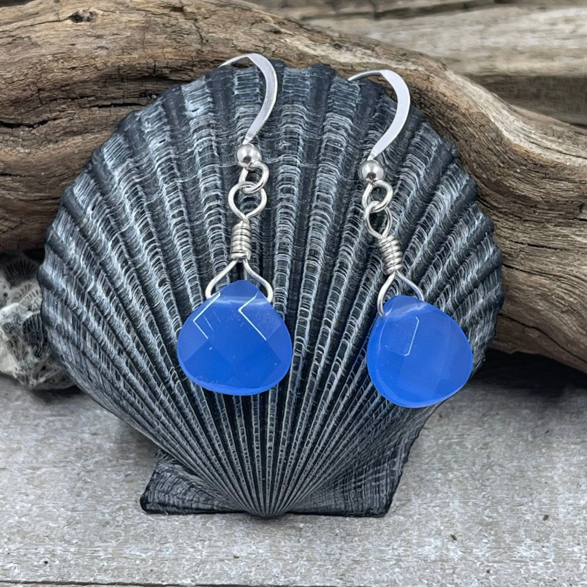 Royal Blue Jade Briolette Earrings